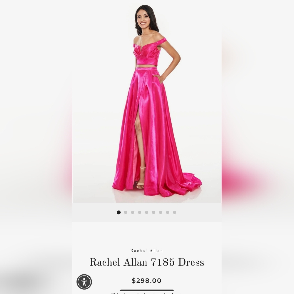 Rachel Allan Fuchsia Off-Shoulder,2-piece Gown